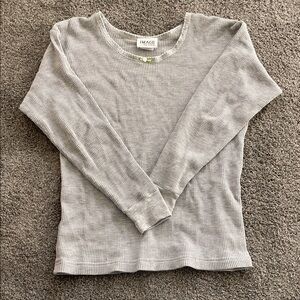 Gray Long Sleeve Waffle Knit Top